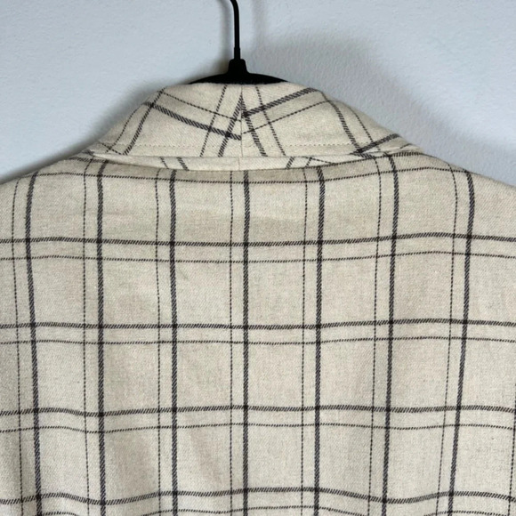 Cozy Co Women's Harper Plaid Jacket Beige Button Up Lined Shacket Layering Large - Picture 11 of 13